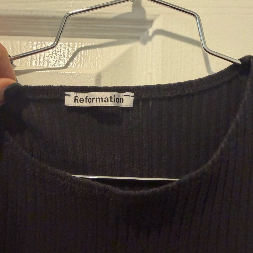 Reformation Black Ribbed Dress - Picture 2 of 4